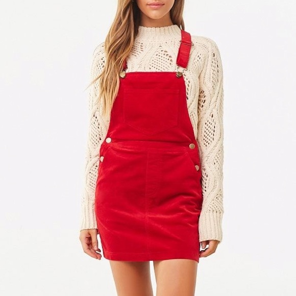 SOLD || REPOSH - NEW red overalls forever 21 - Picture 3 of 13